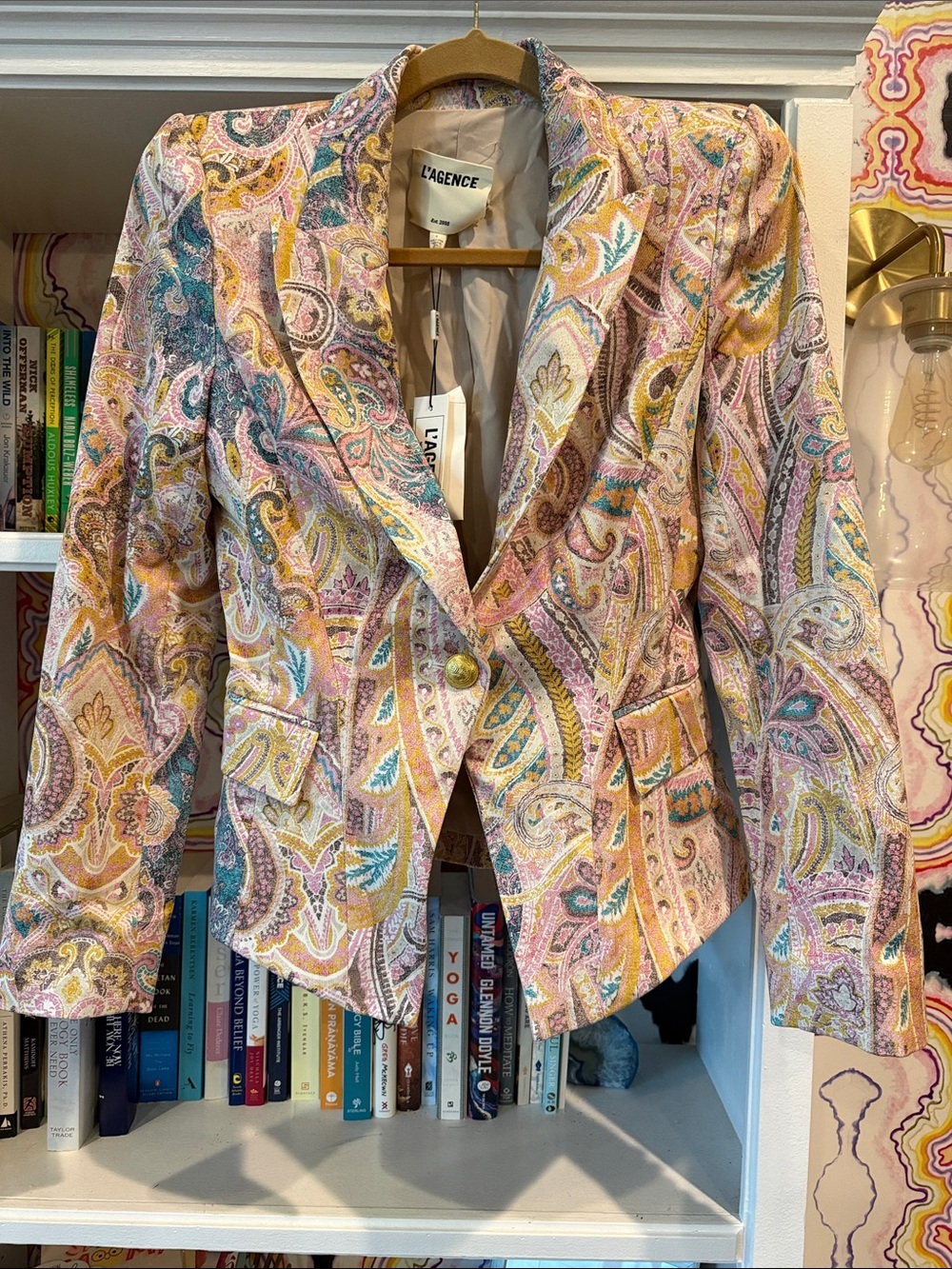 L'AGENCE Pink Multi Paisley Tailored Blazer